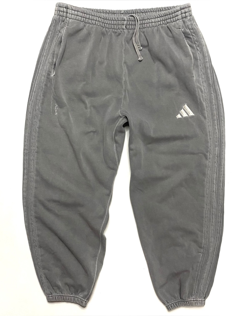 Adidas ALL SZN Gray 3 Stripe Baggy Fleece Washed Loose Fit Joggers Sweatpants XL